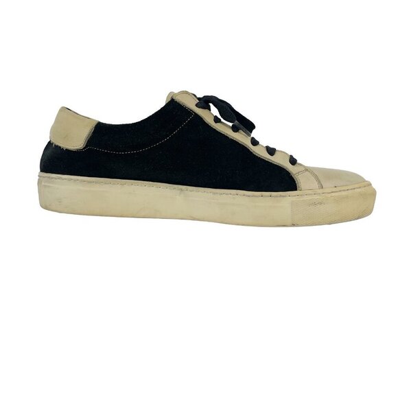 MALENE BIRGER Distressed Tennis Prep Suede Black Cream VSCO Low Rise Sneaker 40 - Picture 8 of 12
